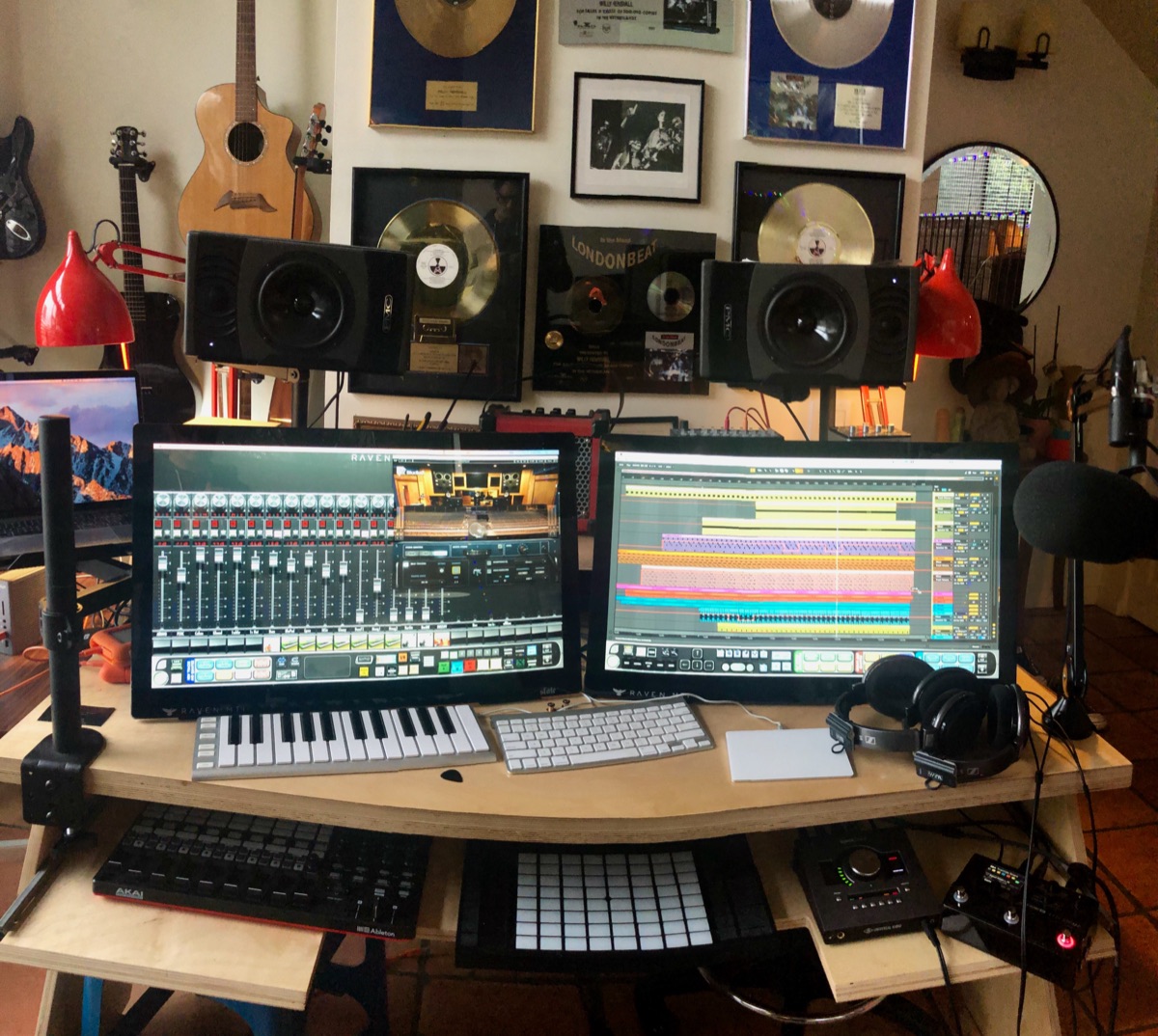 Will's mixing desk and monitors